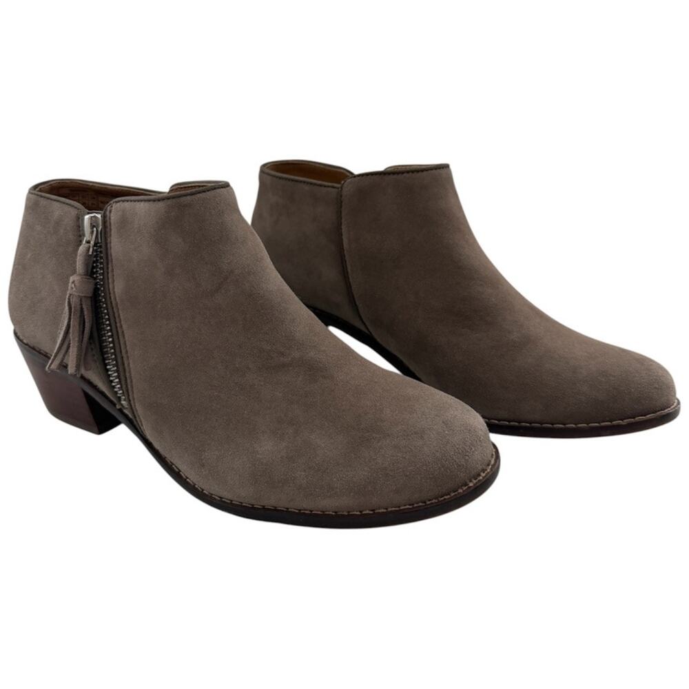 Vionic Serena Greige Suede Boho Comfort Orthopedic Heeled Ankle Boots Size 7